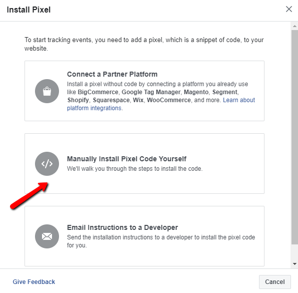 fb pixel manual installation method