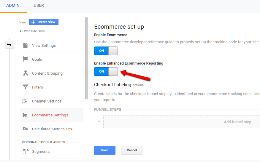 enable ecommerce setting